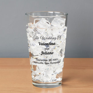 Hochzeitsglas mit typografischem Stil Glas
