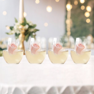 Hochzeitsgläser ohne Gläser Pfirsichfarben Rosenkn