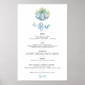 Hochzeitsglocken Aquarellgetränke Bar-Menü Poster (Vorne)