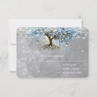 Hochzeitsglocken-Blaues-Herz-Blatt-Baum-RSVP