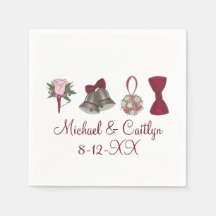 Hochzeitsglocken Blume Bow Krawatte Personalisiert Serviette