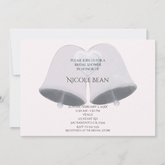 Hochzeitsglocken & Herz-Verlobung-Brautparty Einladung (Vorderseite)