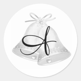 Hochzeitsglocken Mit Monogramm Runder Aufkleber