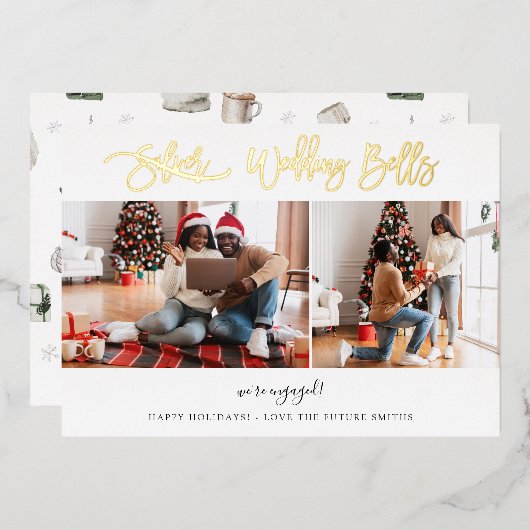 Hochzeitsglocken Multi-Foto-Verlobung oder Elope-K Folieneinladung (Vorderseite/Rückseite)