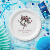 Hochzeitsglocken Rosa Namen Datum Personalisiert Pappteller (Party)