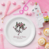 Hochzeitsglocken Rosa Namen Datum Personalisiert Pappteller (Party)