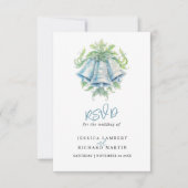 Hochzeitsglocken und grüne UAWG RSVP Karte (Vorderseite)