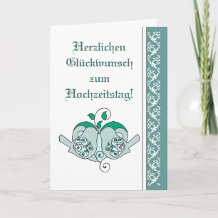 Hochzeitsglückwünsche Florales Herz Vogel Deutsch Karte