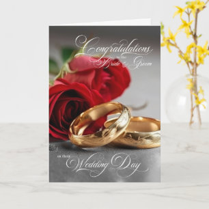 Hochzeitsglückwünsche Rosen und Ringe Karte