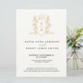 Hochzeitsgold auf weiß einladung (Stehend Vorderseite)