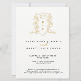 Hochzeitsgold auf weiß einladung