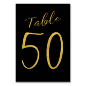 Hochzeitsgold Glitzer Schwarz elegante Tischnummer (Rückseite)