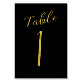 Hochzeitsgold Glitzer Schwarz elegante Tischnummer (Vorderseite)