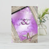 Hochzeitsgold lila einladung (Stehend Vorderseite)