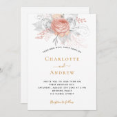 Hochzeitsgold Rose Einladung (Vorne/Hinten)