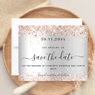 Hochzeitsgold-Rose Gold Glitzer rett Datum Flyer