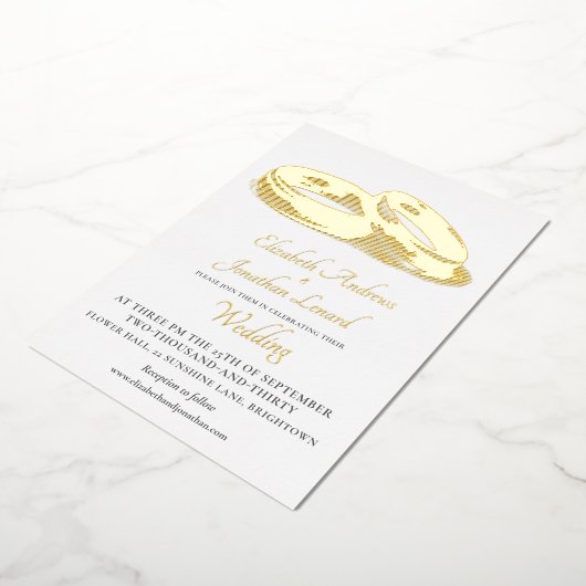 Hochzeitsgolden Einfache Elegante Rings Folieneinladung (Gedreht)