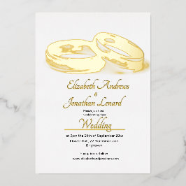 Hochzeitsgolden - Elegante Rings Simple Folieneinladung