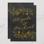 Hochzeitsgoldfarbene Blume - Vorderseite Einladung (Vorne/Hinten)