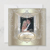 Hochzeitsgoldminze Silber Verziertes Elegant Einladung (Vorderseite)