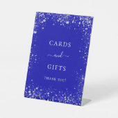 Hochzeitsgotteskarten in Blau der Glitzern Sockelschild (Vorderseite)