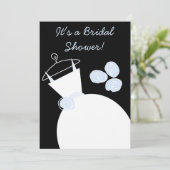 Hochzeitsgown Blue Brautdusche Einladung schwarz (Stehend Vorderseite)