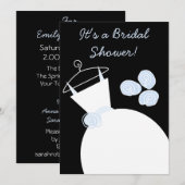 Hochzeitsgown Blue Brautdusche Einladung schwarz (Vorne/Hinten)