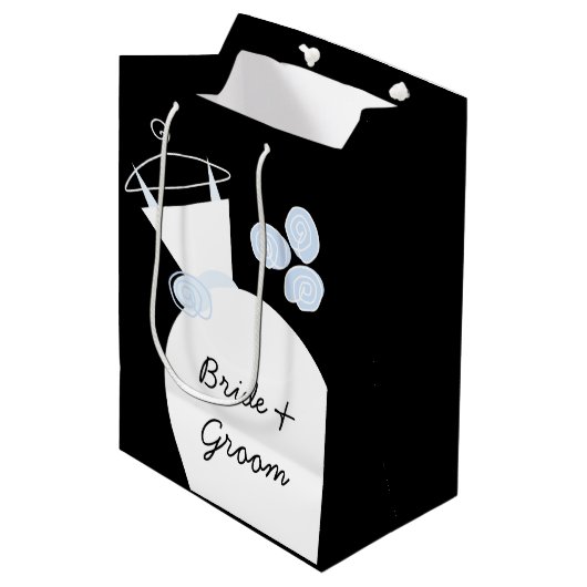 Hochzeitsgown Blue Bride & Groom Black Medium Mittlere Geschenktüte (Vorderseite Schrägansicht)
