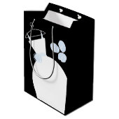 Hochzeitsgown Blue Geschenktasche Schwarzes Medium Mittlere Geschenktüte (Rückseite Schrägansicht)