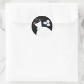 Hochzeitsgown Blue runder schwarzer Aufkleber (Tasche)