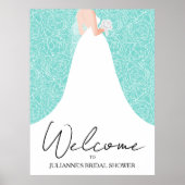 Hochzeitsgown-Brautparty Türkis Willkommen Poster (Vorne)