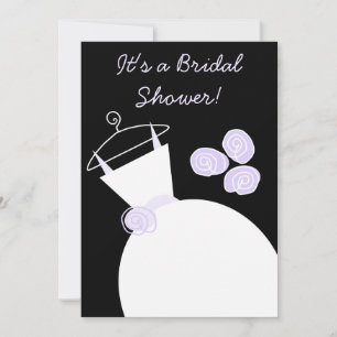 Hochzeitsgown Lila Brautdusche Einladung schwarz
