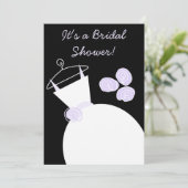 Hochzeitsgown Lila Brautdusche Einladung schwarz (Stehend Vorderseite)
