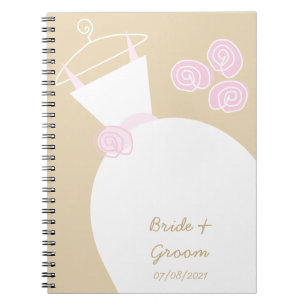 Hochzeitsgown Pink Beige 'Bridal and Groom' Notizblock