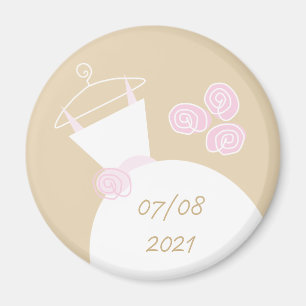 Hochzeitsgown Pink Beige 'Date' Kühlschrankmagnet