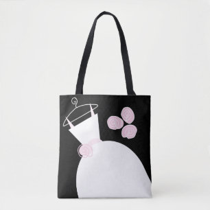 Hochzeitsgown Pink Bride Groom Schwarzer Text Tasche