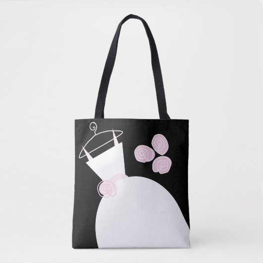 Hochzeitsgown Pink Bride Groom Schwarzer Text Tasche (Vorderseite)