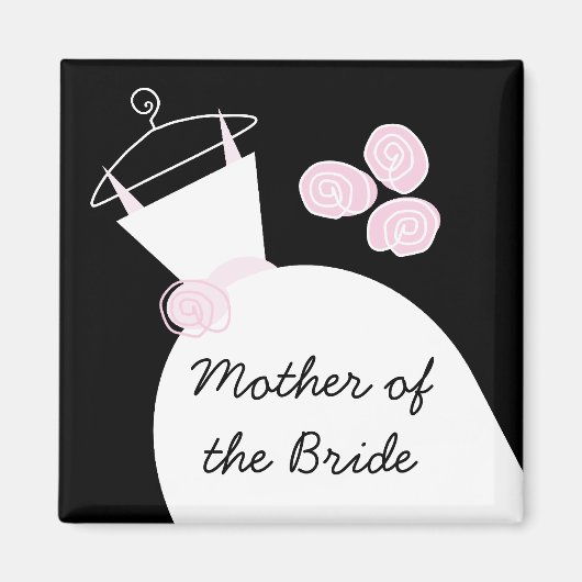 Hochzeitsgown Pink "Mutter der Braut" schwarz Magnet (Vorne)