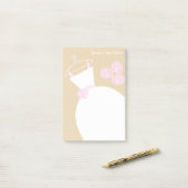 Hochzeitsgown Rosa Beige Textzeichnung Post-it Klebezettel (Auf Schreibtisch)