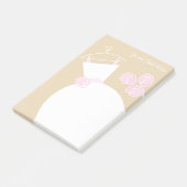 Hochzeitsgown Rosa Beige Textzeichnung Post-it Klebezettel (angewinkelt)
