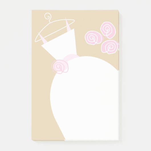 Hochzeitsgown Rosa Beige vertikale Post-it-Note Post-it Klebezettel (Vorderseite)