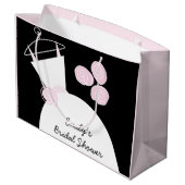 Hochzeitsgown Rosa Brautparty schwarz Pastellfarbe Große Geschenktüte (Rückseite Schrägansicht)