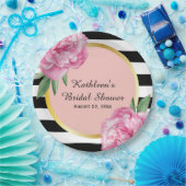 Hochzeitsgrabband Brautparty Black Stripes Bläserg Pappteller (Party)