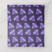 Hochzeitsgrafik des lila Iolithsteins Platzkarte (Innenseite Aufgefaltet)