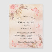 Hochzeitsgras Rose Goldschmetterling Luxus Magneteinladung (Vorderseite)