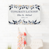 Hochzeitsgratulation Banner Elegant Blue Gold (Insitu)