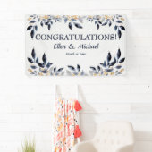 Hochzeitsgratulation Banner Elegant Blue Gold (Insitu)