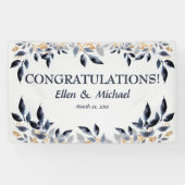 Hochzeitsgratulation Banner Elegant Blue Gold (Horizontal)