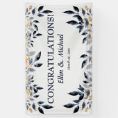 Hochzeitsgratulation Banner Elegant Blue Gold (Vertikal)