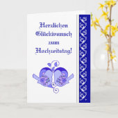 Hochzeitsgratulation Floral Heart Bird German Karte (Gelbe Blume)
